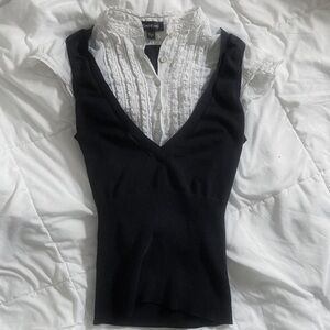Bebe Women's Black and White Blouse